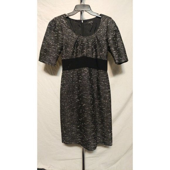 Tahari dress size 4 black white boucle short sleeve sheath dress - Picture 1 of 4
